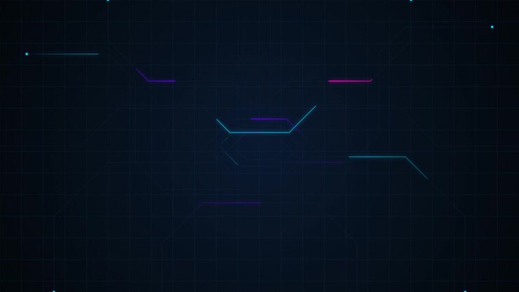 Abstract Digital Circuit Board Background with Glowing Neon Lines