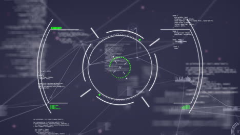 animación del escaneo del alcance a través de la red de conexiones y procesamiento de datos sobre fondo negro