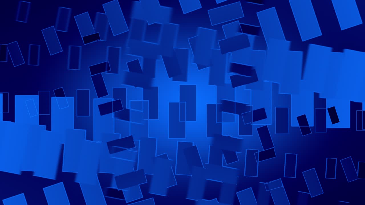 Animated loop of blue rectangles with glowing and highlighted edges intersecting and overlapping against a luminous background