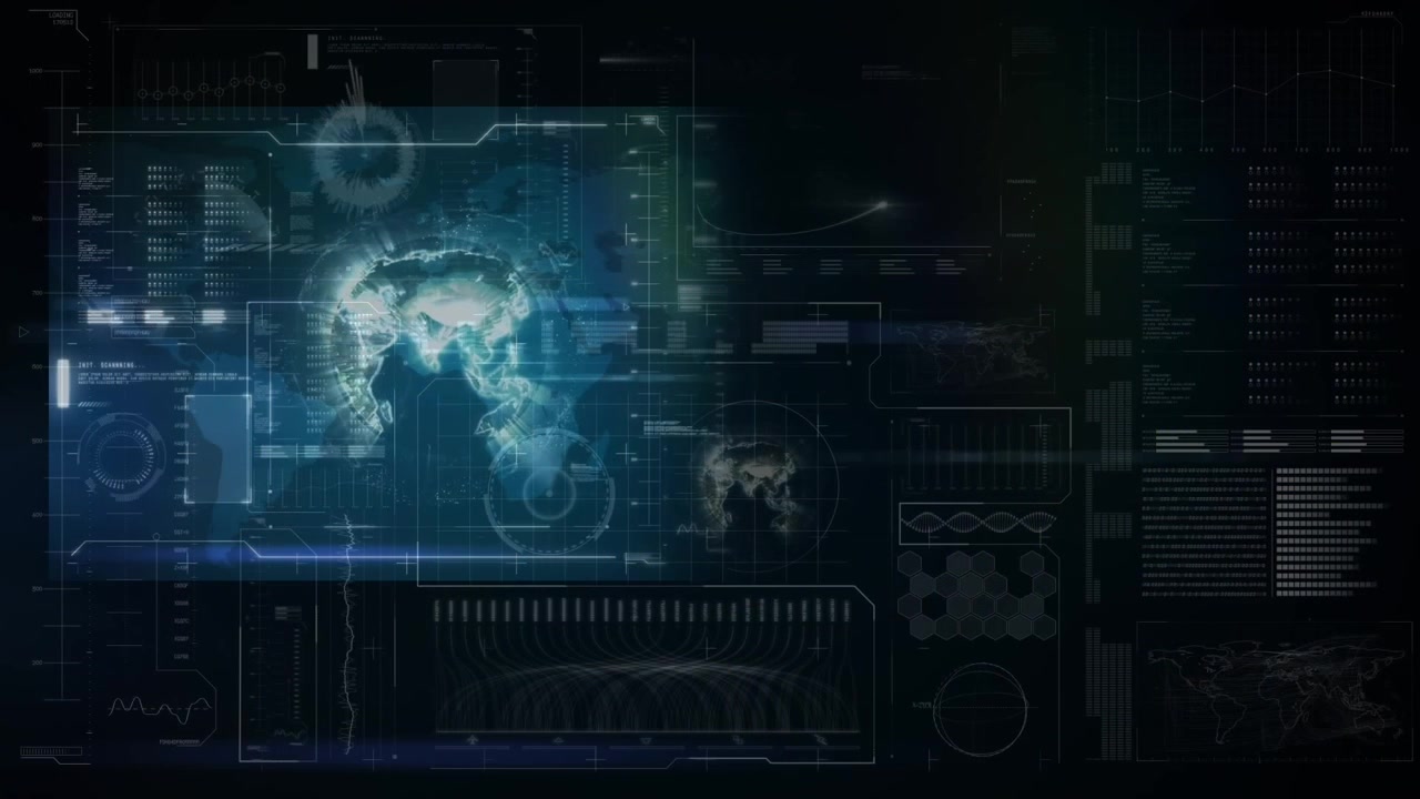 Animation of chevron pattern over digital screen with globe and diverse data