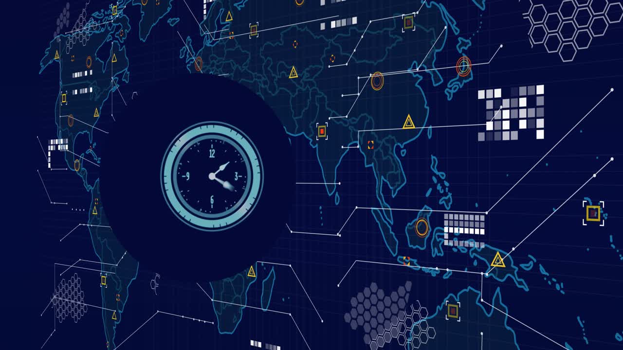 Animation of data processing over world map