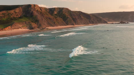 aerial: the surf beaches of cordoama and castelejo in the algarve, portugal