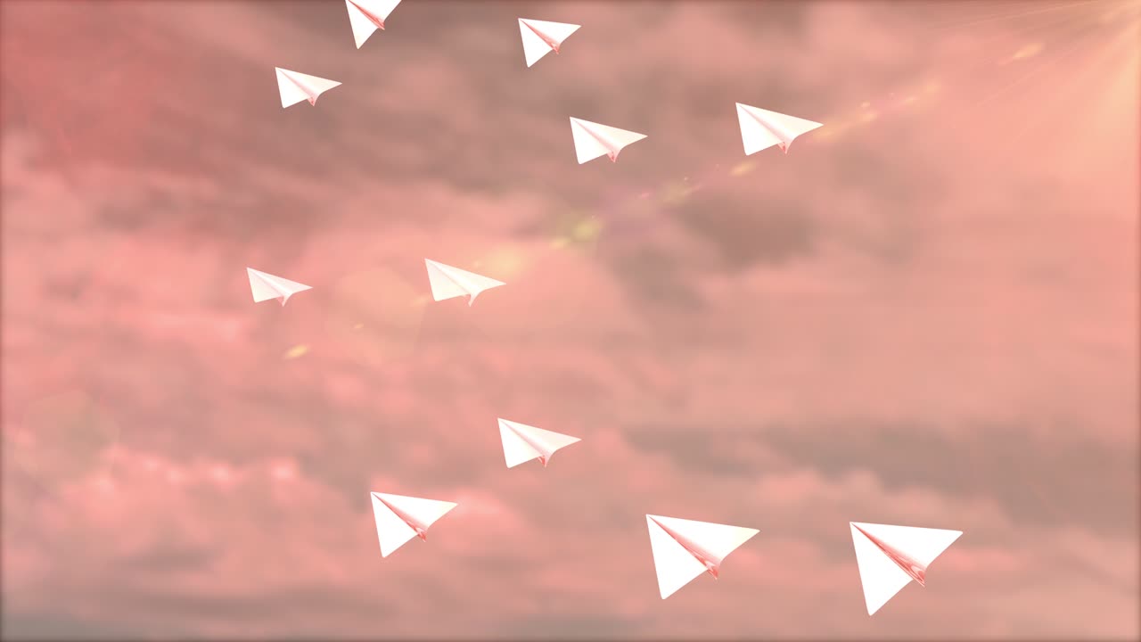 animación de un avión de papel volando en bucle