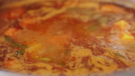 hungarian goulash soup bograch close-up on the table. horizontal . high quality 4k footage