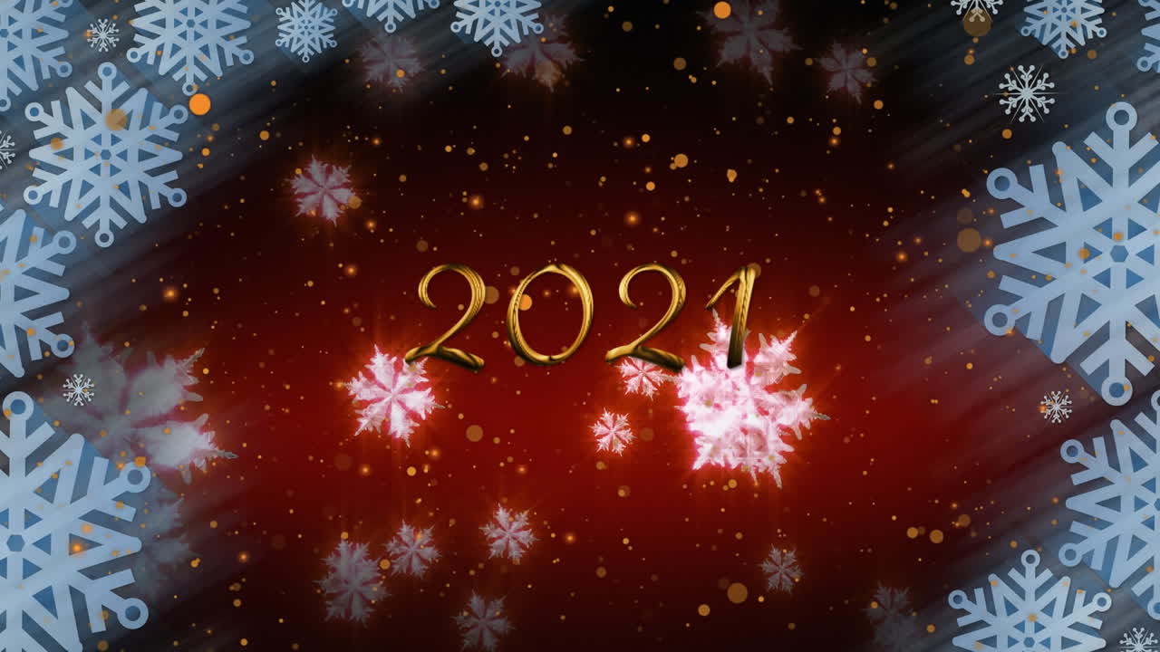 animación del texto de 2021 sobre copos de nieve que caen
