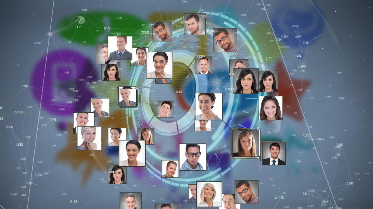 анимация пользовательских фотографий, обработка данных и глобус на сером фоне