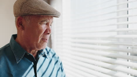 thinking, senior and a man at a window for a view