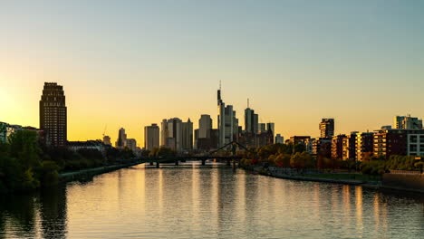 frankfurt skyline &amp;amp; river sunset view