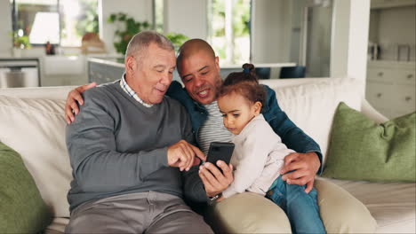 Grandpa,-father-and-girl-with-a-cellphone