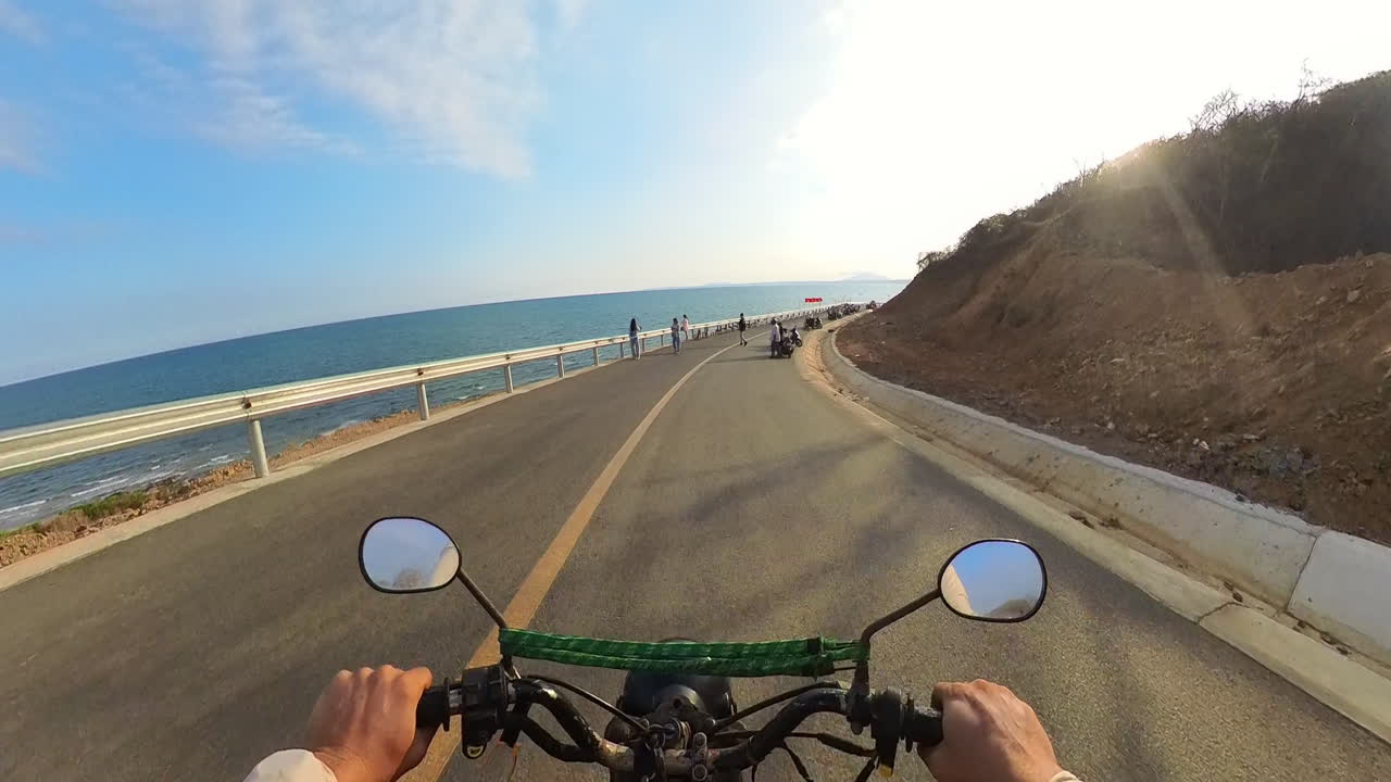 Motorbike POV Action Shot. Travel, Vacation, And Beach Tourism In Binh Thuan, Vietnam, Southeast Asia.