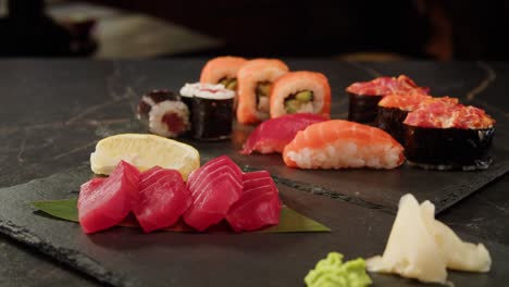 assortment of sushi and sashimi