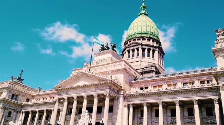 Argentine National Congress Exterior with Flag Political Institution Establisher