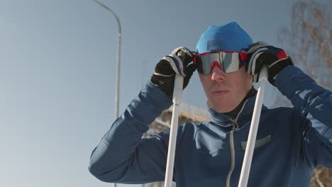 cross-country skier preparing for a session