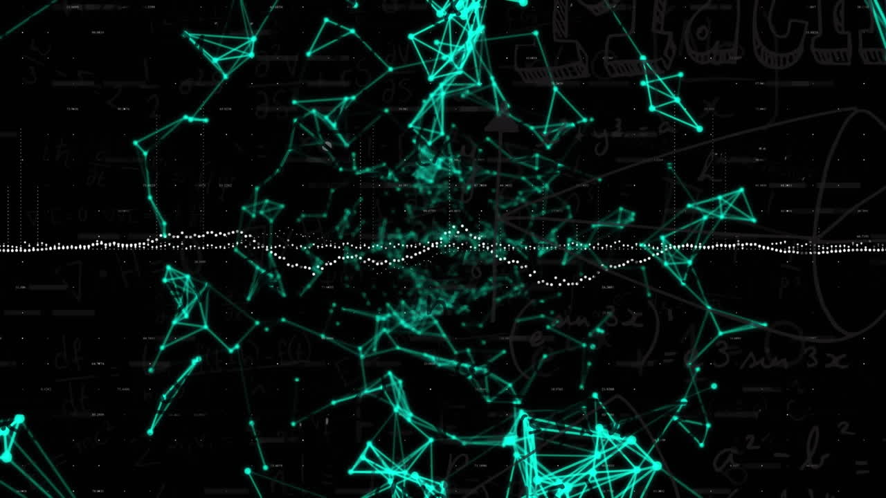 검은 바탕 위의 데이터 처리 및 모양의 애니메이션