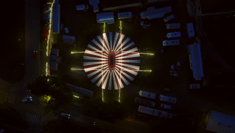 aerial view of amusement park with camper vans parking around in osijek, croatia