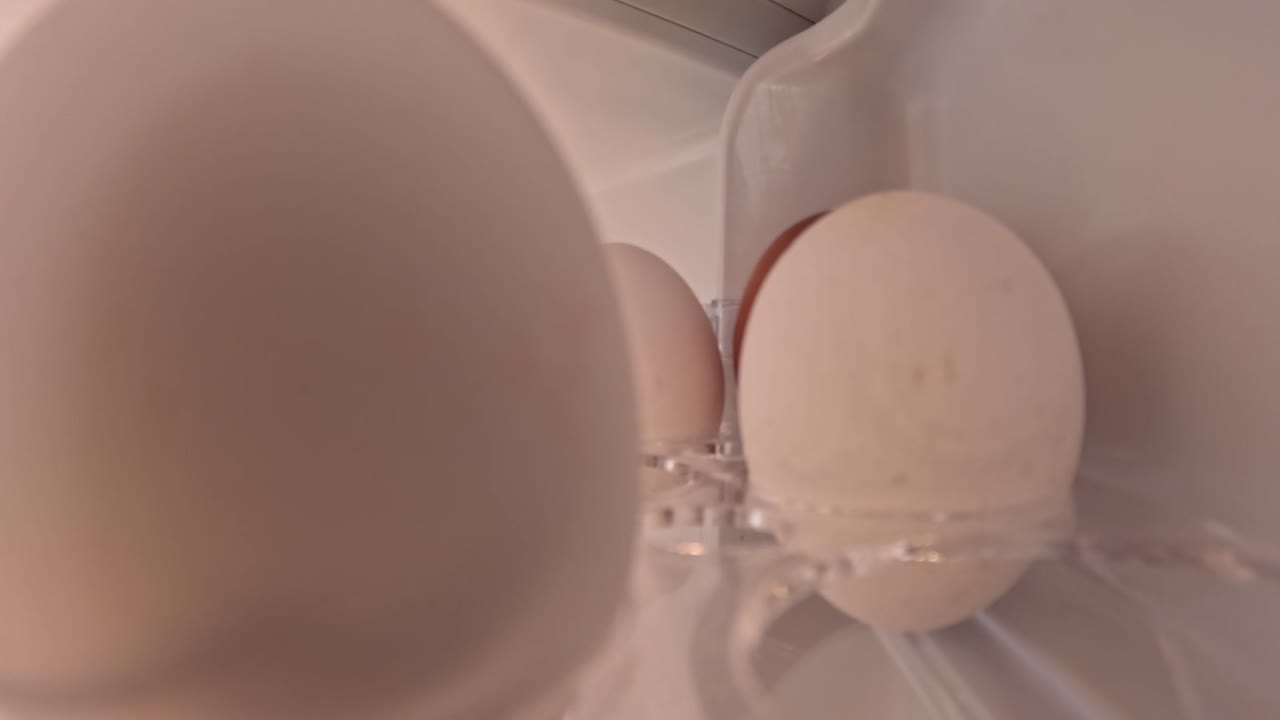 Video of grabbing some eggs, view from inside the fridge