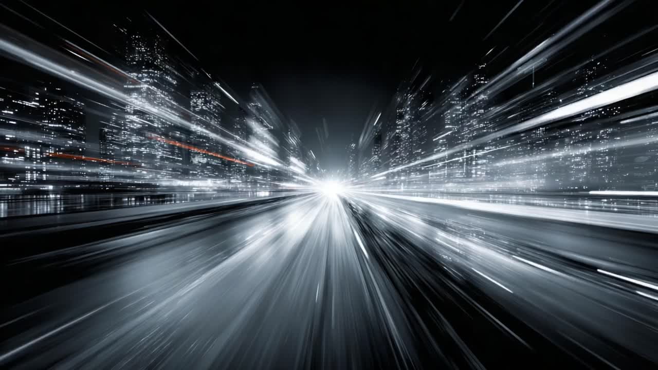 Dynamic Cityscape: A Powerful Journey Through Urban Lights and Motion Captured in Two Distinct Frames of a Fast-Paced Video Experience