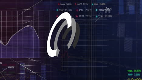 Animation-of-financial-data-processing-over-grid-on-dark-background