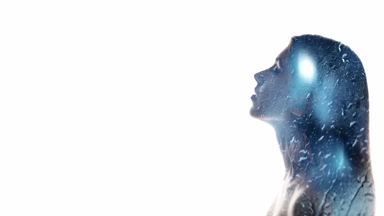 retrato creativo gotas de lluvia silueta femenina