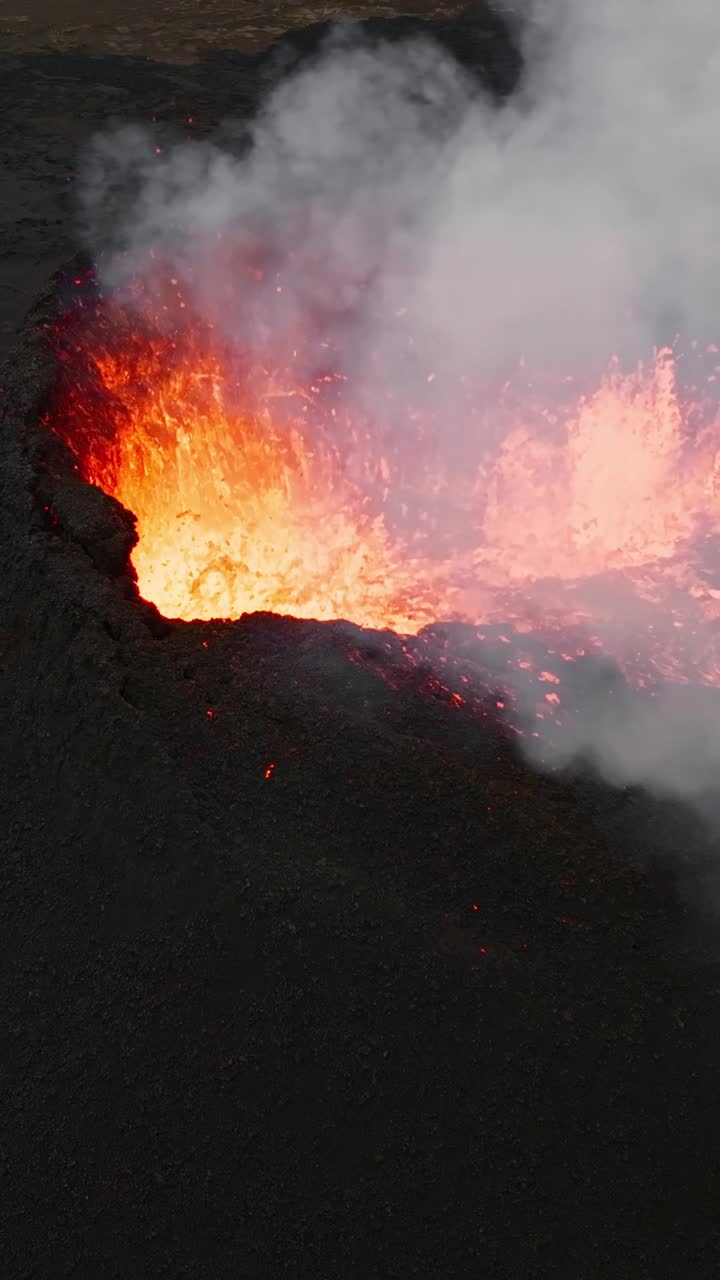 Aerial perspective over the intense volcanic activity within Sundhnukkar eruptive fissure