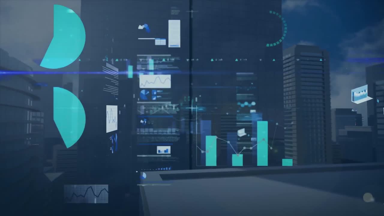Animation af databehandling over bybillede