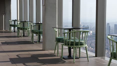 modern rooftop cafe with city views