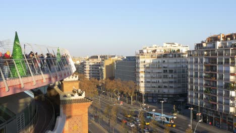 barcelona city day time shopping centre roof top city view 4k spain