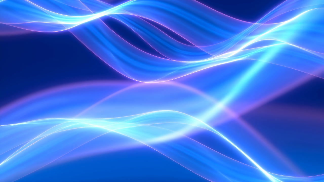 Luminous Blue Wave Ribbons Flowing Smooth Iridescent Ribbons Of Light In Oceanic Blues And Magenta Highlights