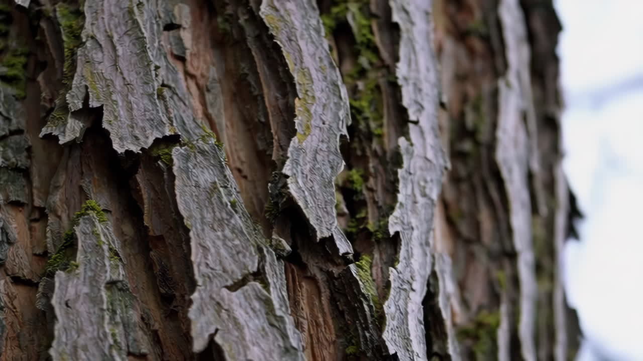 Close-up of Tree Bark with Moss