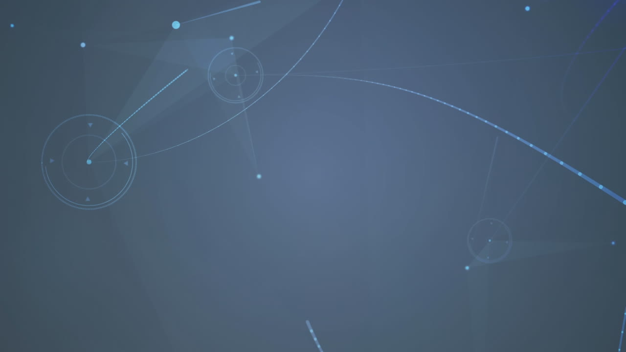 animación digital de la red de conexiones flotante y punto de luz contra fondo azul