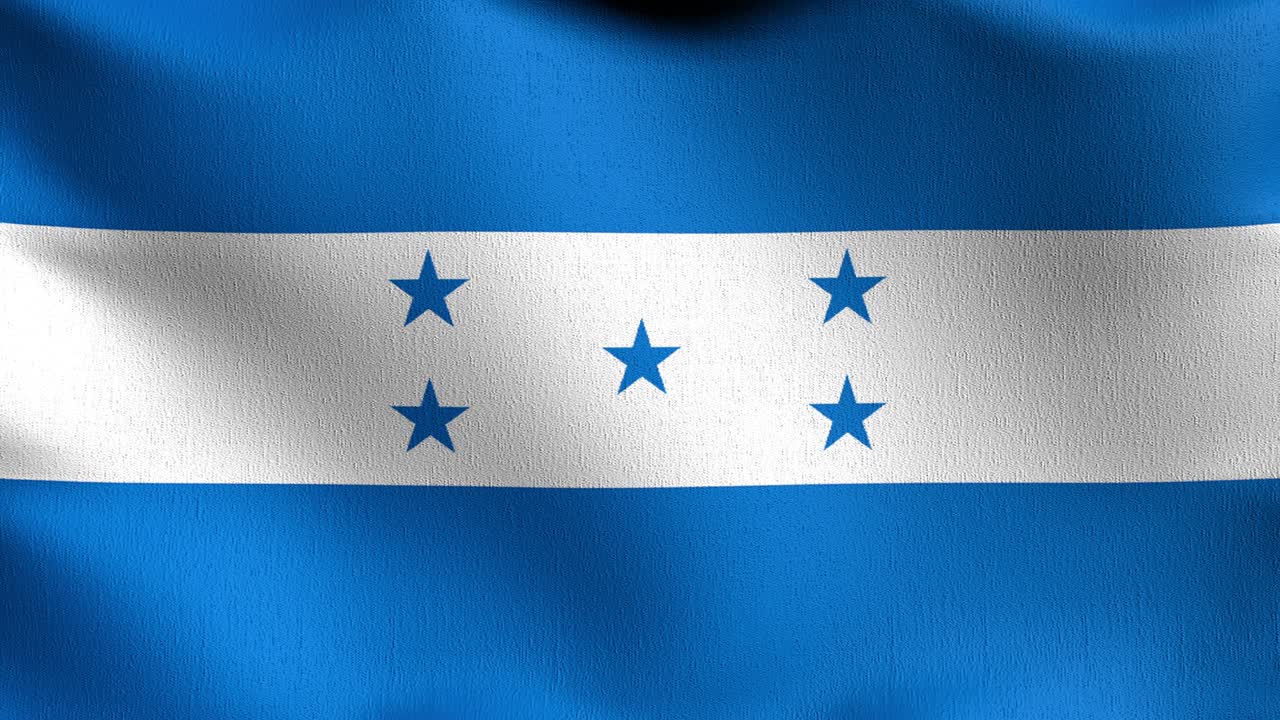 4k vdo: 바람에 날아다니는 온두라스 국기, 공식 애국 추상 디자인, 흔들리는 표지판의 3d 렌더링 일러스트레이션