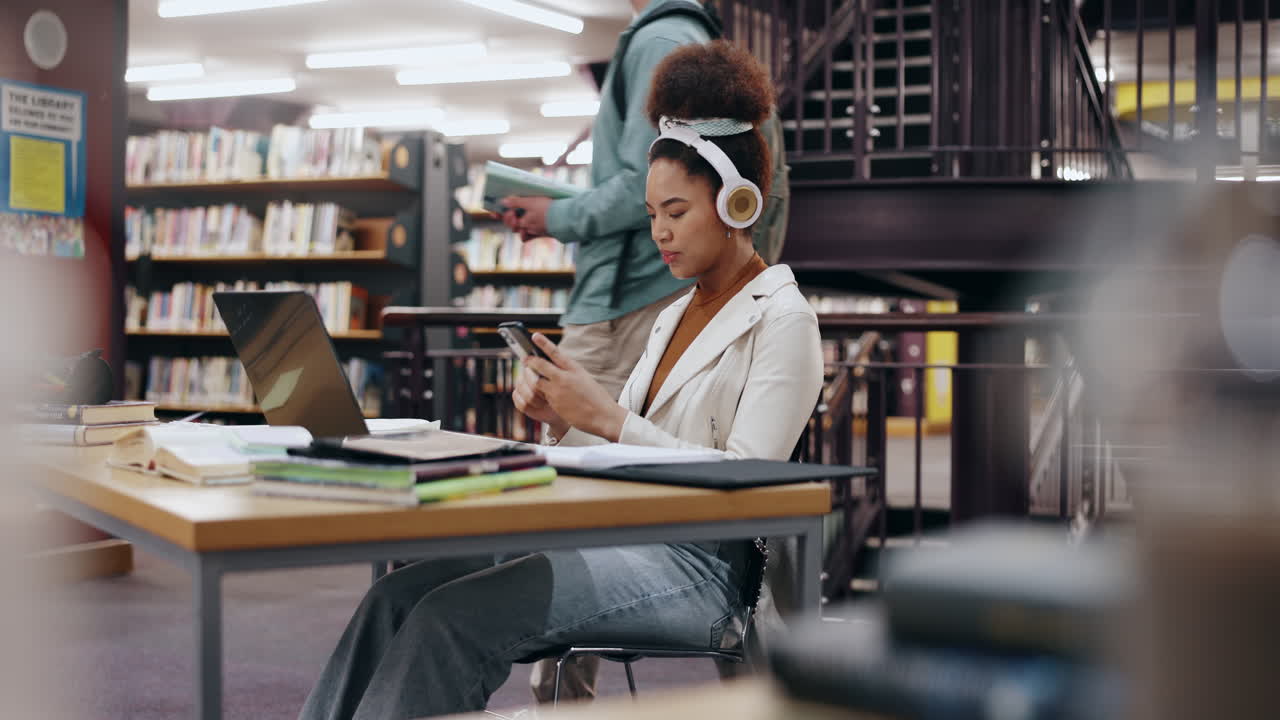 Student Studying in Library