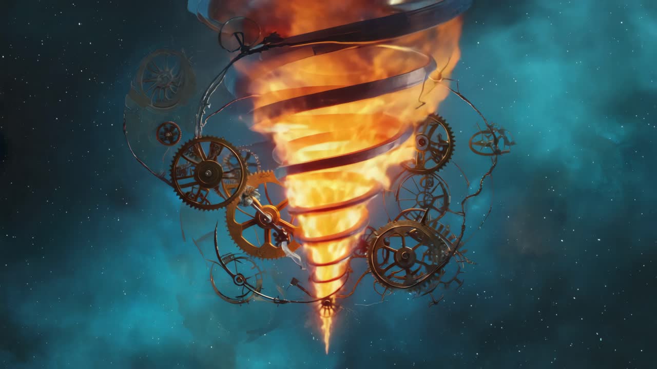 Fiery Steampunk Vortex in Space