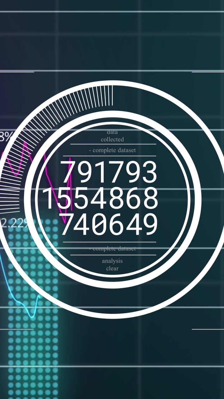 Animation of scope scanning scope scanning numbers changing and data processing