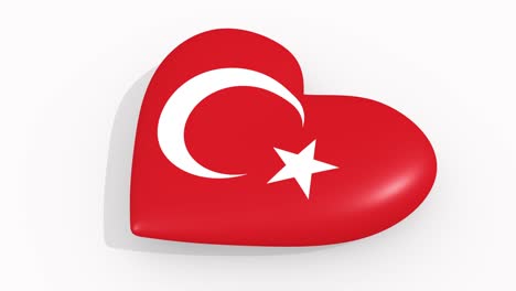 heart in colors and symbols of turkey on white background, loop