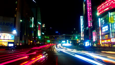 night lapse at south shinjuku wide shot slow shutter zoom in