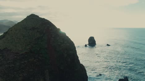 4k-Aerial-Big-rock-in-ocean-near-the-beach-Oregon-coast