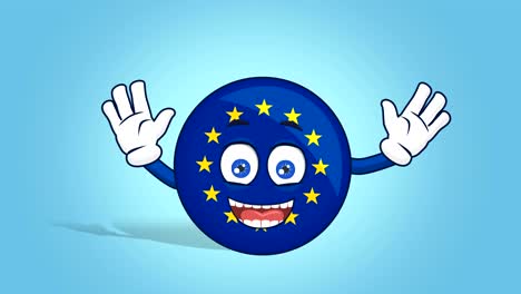 cartoon european union icon flag cheerful rejoice with face animation