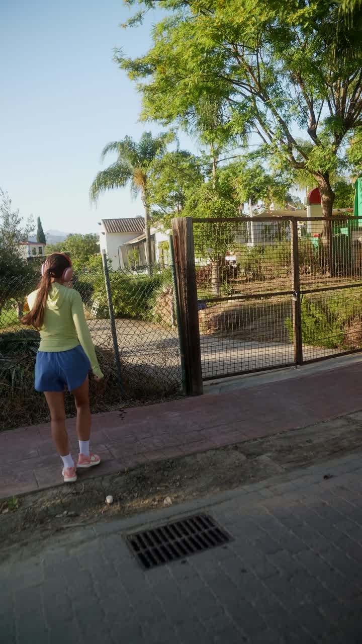 mujer joven caminando al aire libre