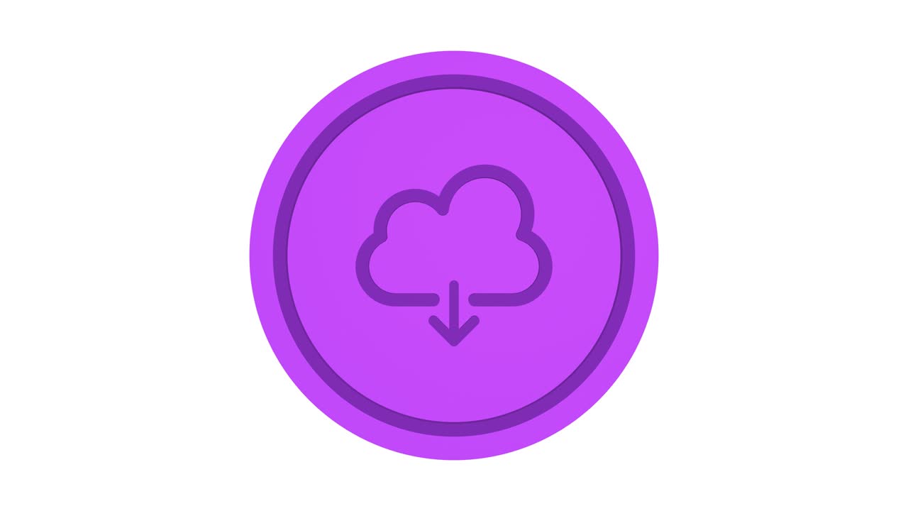 descargando con el icono de la nube 3d. color púrpura. canal alfa