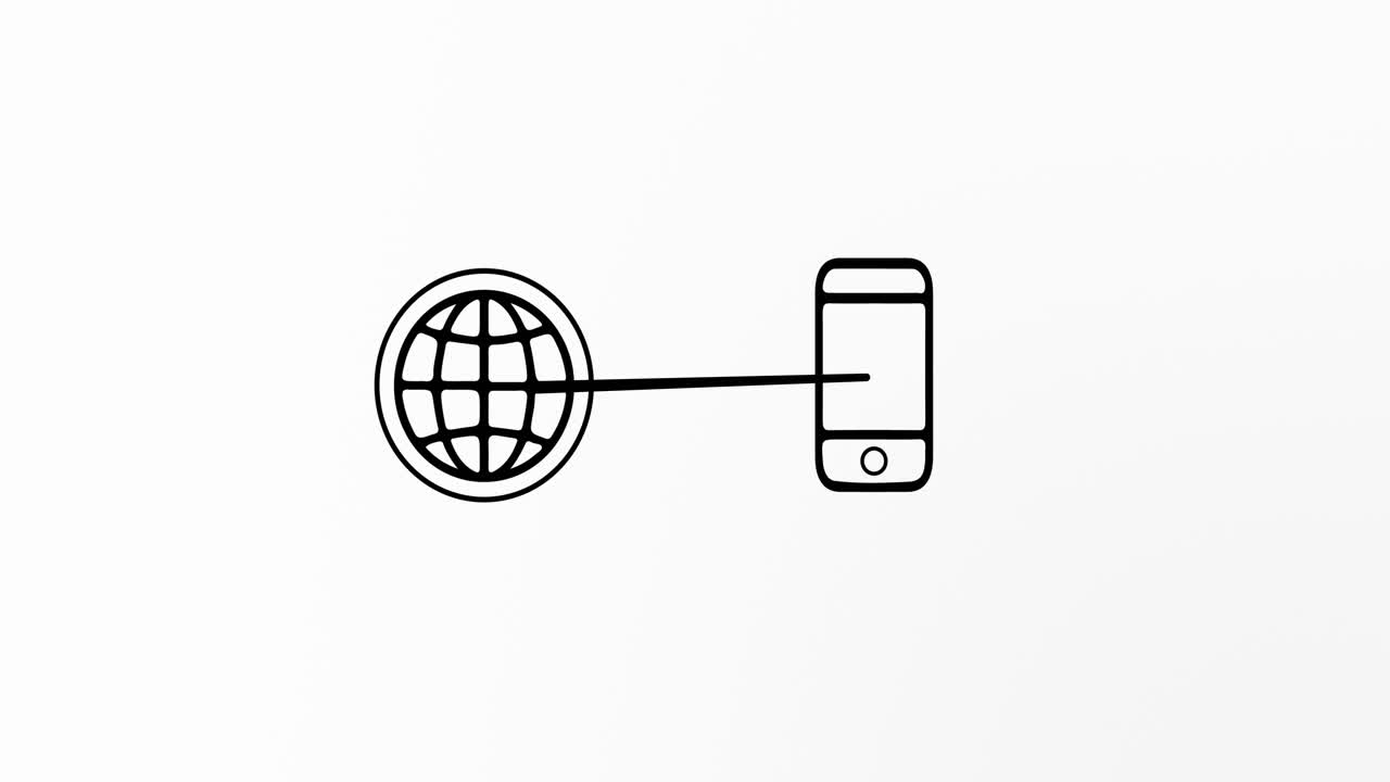 animación de teléfonos inteligentes y conexiones con iconos tecnológicos sobre fondo blanco