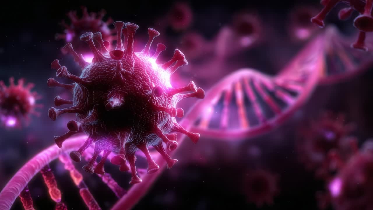 Intricate Visualization of a Virus Interacting with DNA: A Deep Dive into Molecular Biology and the Microscopic World