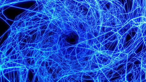 el vuelo en bucle a través del espacio 3d con estructura de red compleja, luz de neón. sci fi bg, plexus de alta tecnología, marcos futuristas con luz de neó en él. concepto de flujo de datos de información. diseño de movimiento en bucle 3d bg