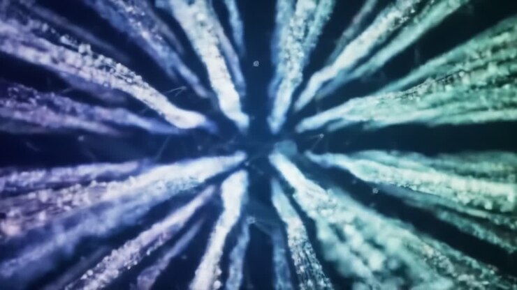 Stunning Visualization of Dynamic Particle Flow with Radiating Lines and Glowing Effects in a Mesmerizing Display of Color and Motion