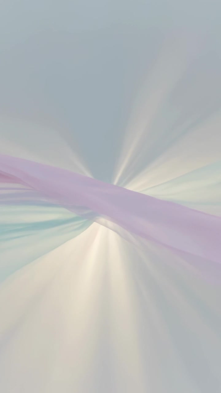 Vertical video: Central glow appearing, pastel ribbons shifting across UI with radial rays, looping