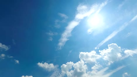 clouds are moving in the blue sky. time lapse