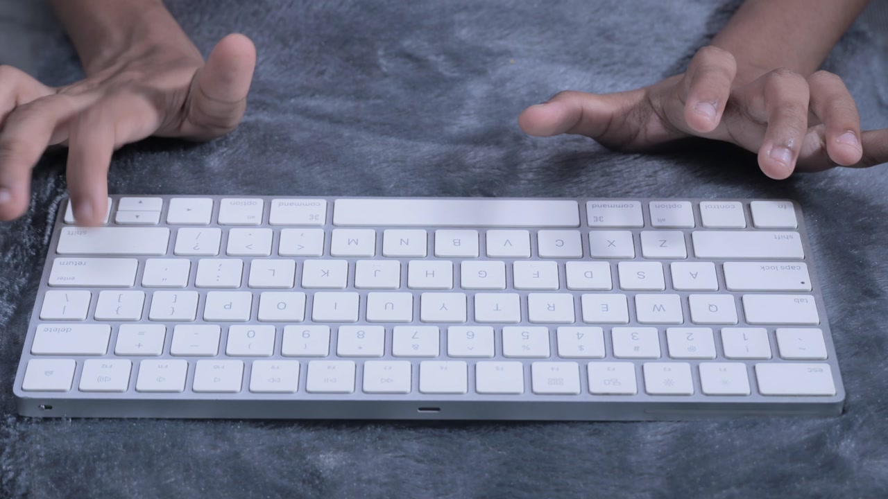 girl typing thank you in closeup view