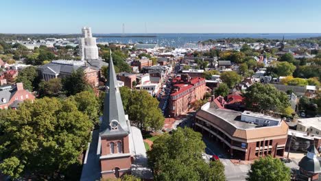 aerial annapolis maryland push in