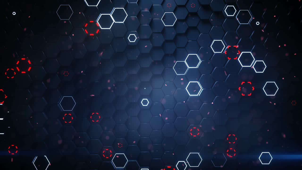 Glowing blue and red cells seamless loop 3D render animation