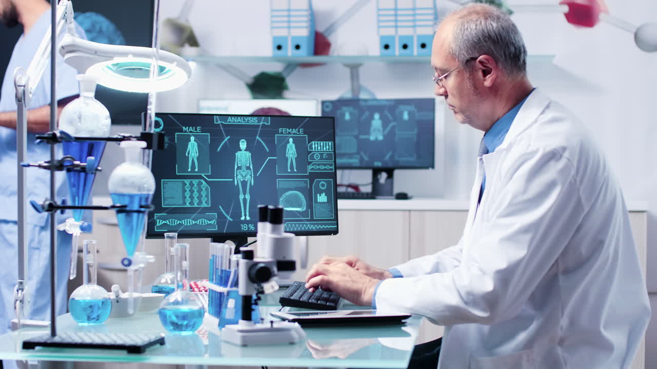 Scientists conducting medical research in a laboratory